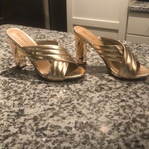 Gold slide in heels